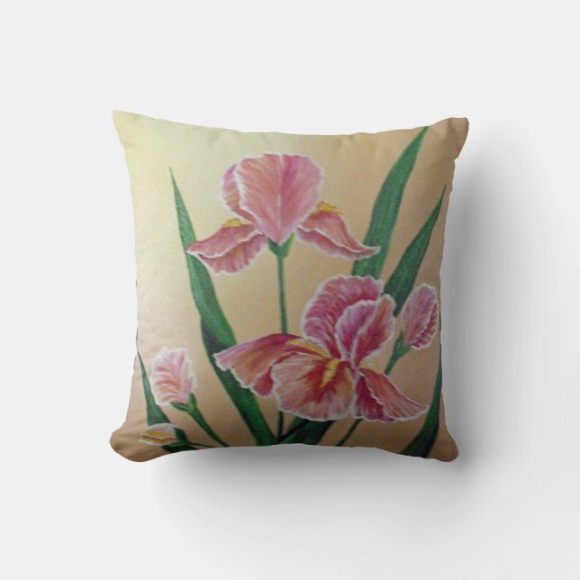 Pink Iris Pillow (Front)