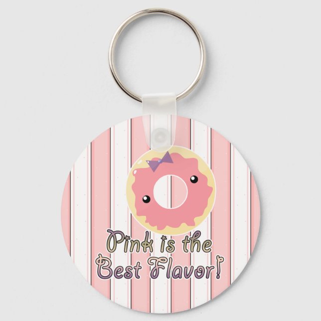 Pink is Best Flavor Pink Frosted Donut Key Ring (Front)