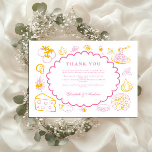 Pink Italian Food Wedding Sketch Thank You Card