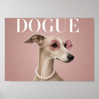 Pink Italian Greyhound Dog Covergirl A4 Poster
