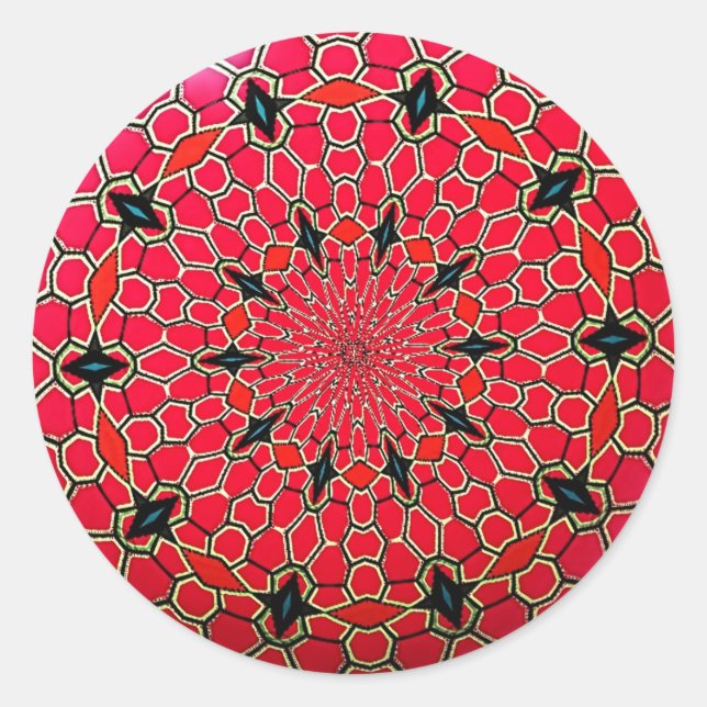 Pink Italian Mosaic Mandala Disc Classic Round Sticker (Front)