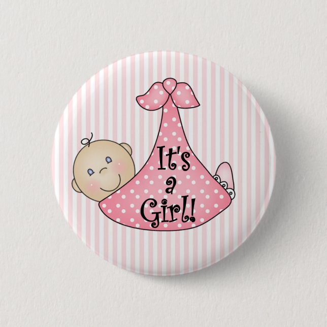 Pink It's a Girl 6 Cm Round Badge (Front)