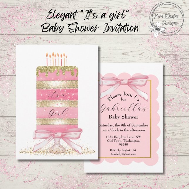 Pink "it's a girl" Baby Shower Invitation (Creator Uploaded)