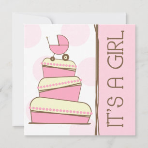 Pink "It's A Girl" Baby Shower Invitation