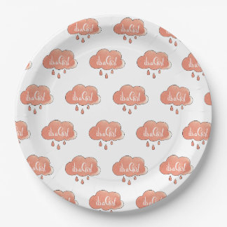 Pink Its a Girl Calligraphy It’s a Girl Art Gender Paper Plate