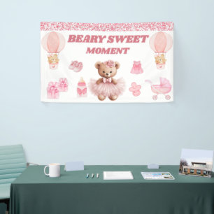 Pink ITS A Girl Teddy Bear baby shower  3' X 5'  Banner