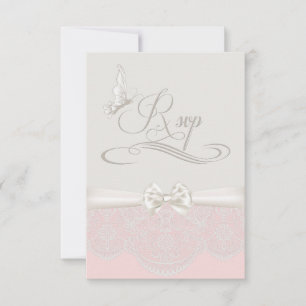 Pink & Ivory Butterflies and Lace RSVP