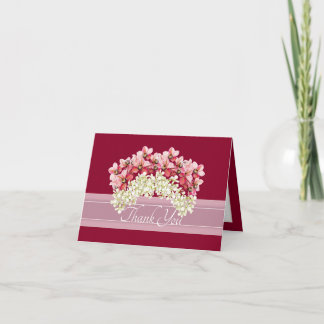 Pink Ivory Double Orchid Garland Elegant Thank You Card