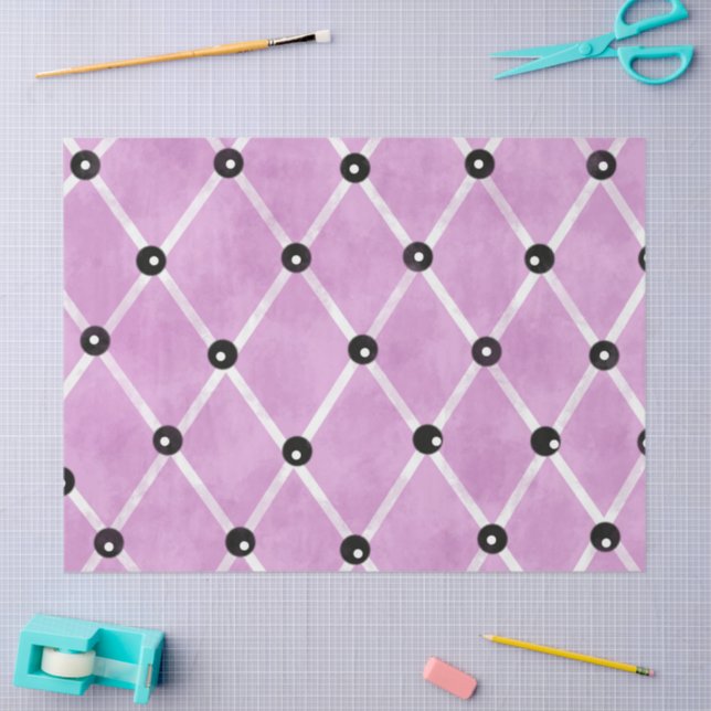 Pink Ivory Lattice Studs Funky Pattern Decoupage Tissue Paper (Craft)