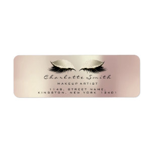 Pink Ivory Makeup Artist Lashes Bridal RSVP Return Address Label