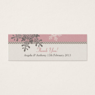 Pink Ivory Snowflake Winter Wedding Favour Tags