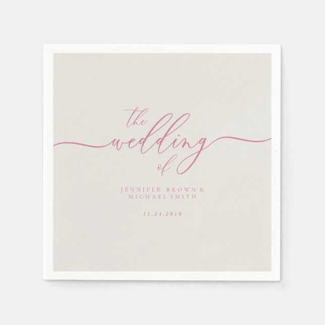 Pink Ivory Wedding Napkin (Front)