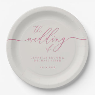 Pink Ivory Wedding Signature Paper Plate