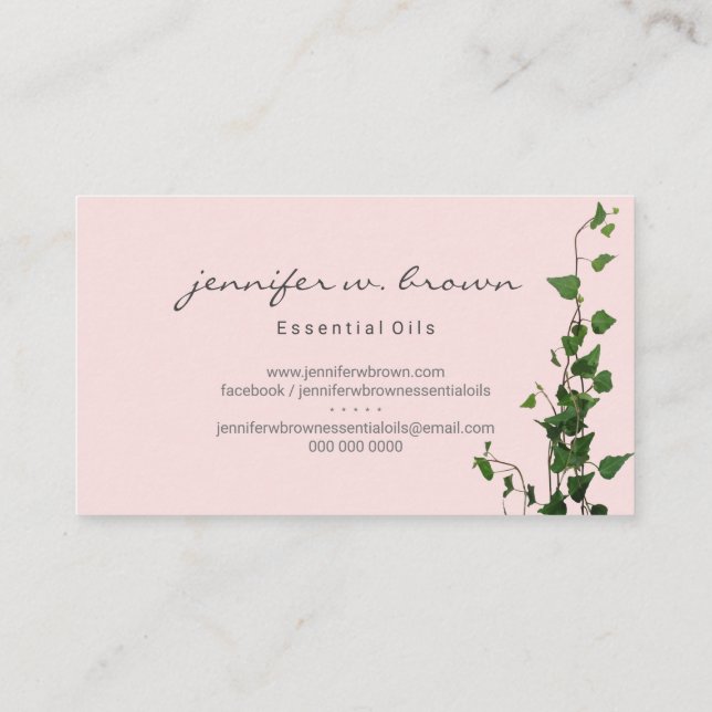 Pink Ivy Plant Green Leaf Business Card (Back)