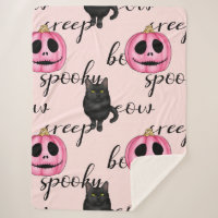 Pink Jack-O-Lantern and Black Cat