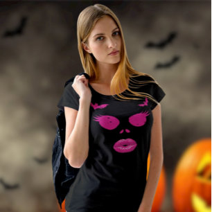 Pink Jack-o'-Lantern with Eyelashes Halloween T-Shirt