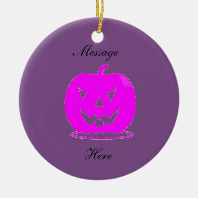 Pink Jack o'lantern Halloween Thunder_Cove Ceramic Ornament (Front)
