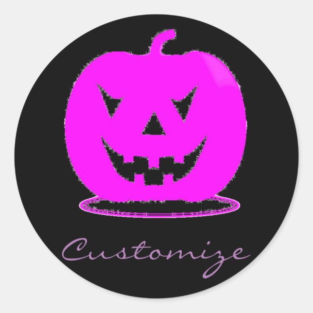 Pink Jack o'lantern Halloween Thunder_Cove Classic Round Sticker (Front)
