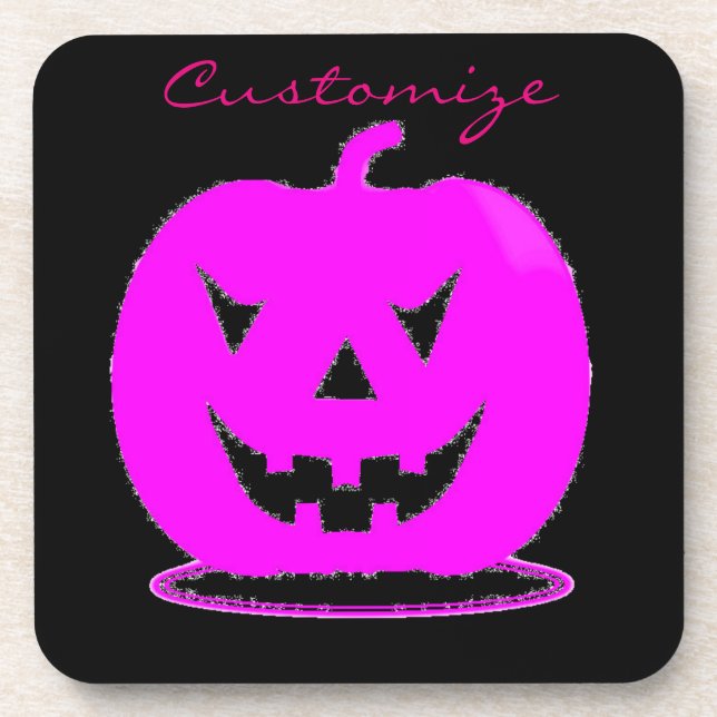 Pink Jack o'lantern Halloween Thunder_Cove Coaster (Front)