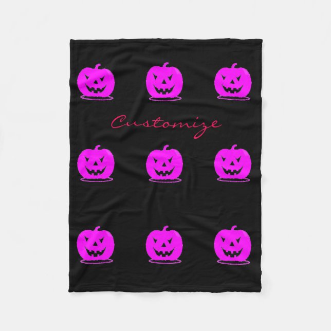 Pink Jack o'lantern Halloween Thunder_Cove Fleece Blanket (Front)