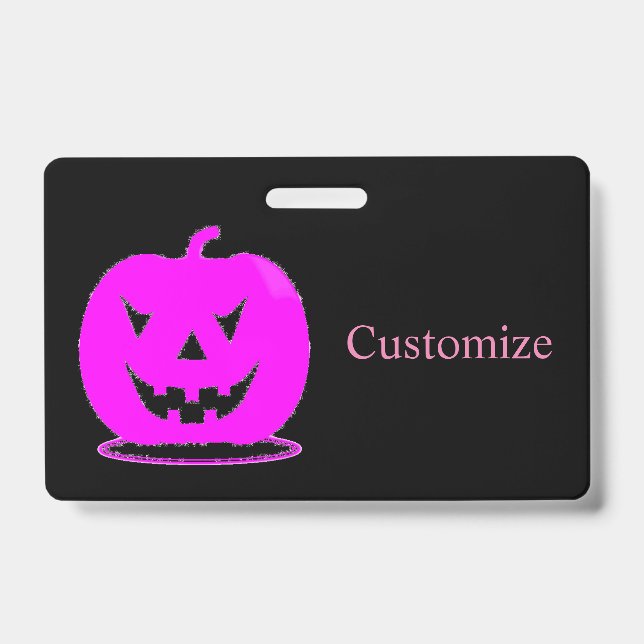 Pink Jack o'lantern Halloween Thunder_Cove ID Badge (Front)
