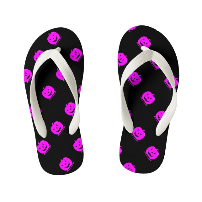 Pink Jack o'lantern Halloween Thunder_Cove Kid's Thongs (Footbed)