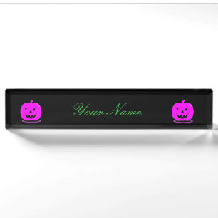 Pink Jack o'lantern Halloween Thunder_Cove Nameplate