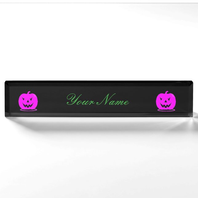 Pink Jack o'lantern Halloween Thunder_Cove Nameplate (Front)