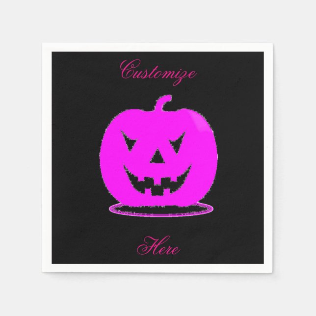 Pink Jack o'lantern Halloween Thunder_Cove Napkin (Front)