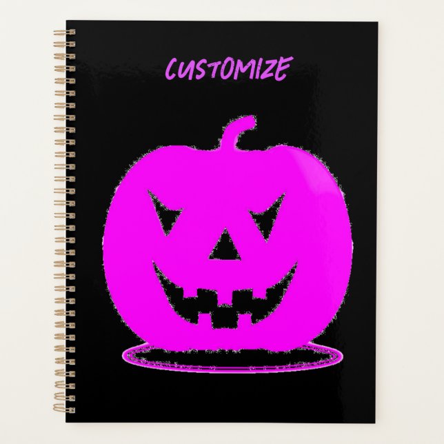 Pink Jack o'lantern Halloween Thunder_Cove Planner (Front)