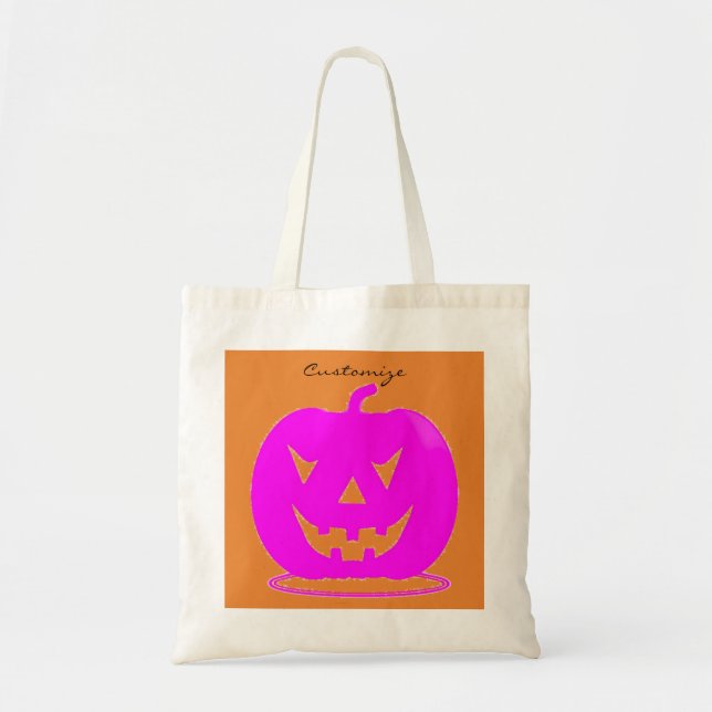 Pink Jack o'lantern Halloween Thunder_Cove Tote Bag (Front)