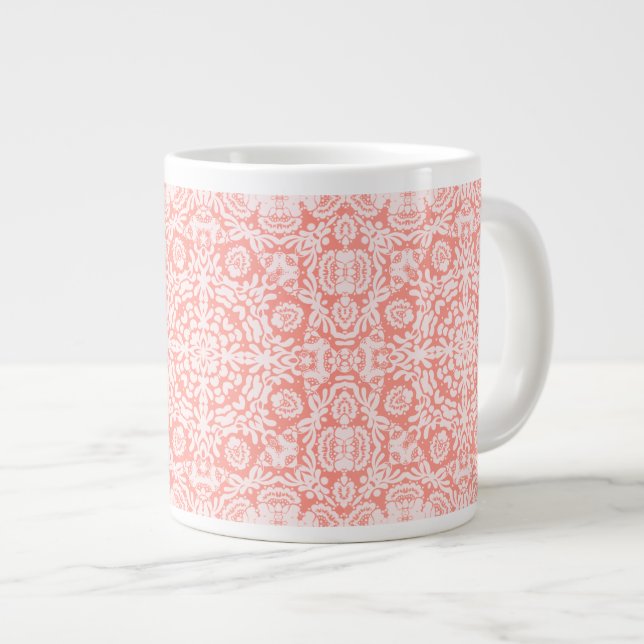 Pink Jacquard Design Jumbo Mug (Front Right)