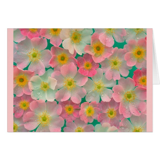 Pink Japanese Anemones Card (Front Horizontal)