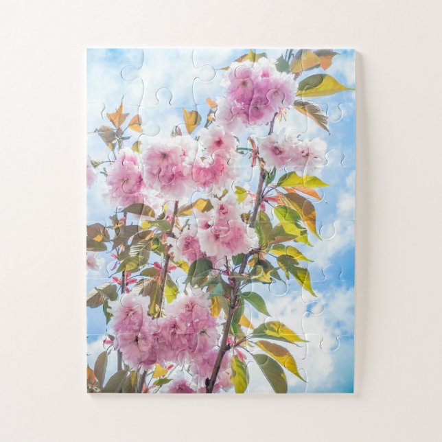 Pink Japanese Cherry Blossoms Flower Oversized Jigsaw Puzzle (Vertical)