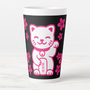 Pink Japanese Maneki-neko Latte Mug