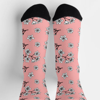 Pink Japanese Sakura Blossom Floral Socks