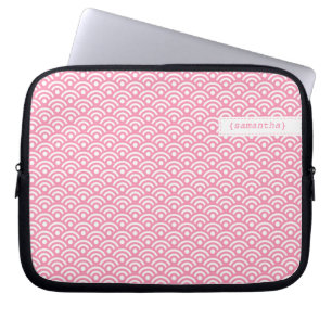 Pink Japanese Seigaiha Pattern Laptop Sleeve