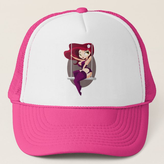 Pink Jasinda Trucker Hat (Front)