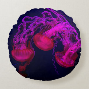 PINK JELLY FISH UNDER THE SEA ROUND CUSHION