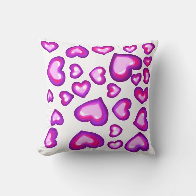 Pink Jelly Hearts Cute Love Valentine Print Cushion (Front)