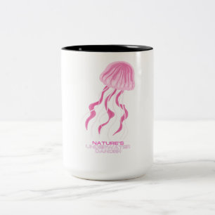 Pink Jellyfish: Nature's Underwater Dancer Two-Tone Coffee Mug