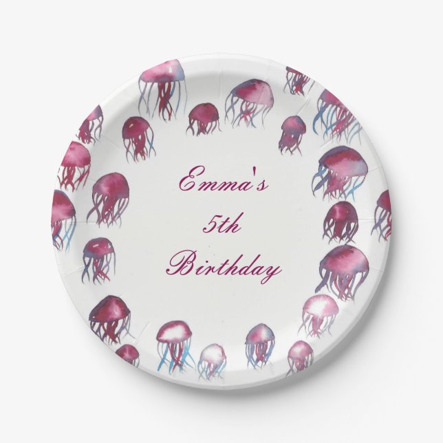 Pink Jellyfish Paper Plate (Front)