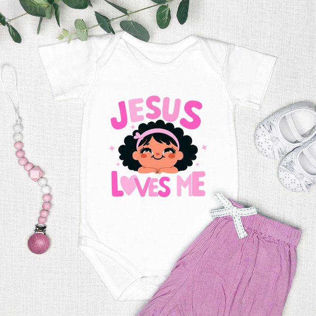 Pink "Jesus Loves Me" Design  Baby Bodysuit (Creator Uploaded)
