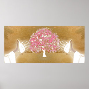Pink Jesus Open arms Nails in Hands Tree Of Life Poster