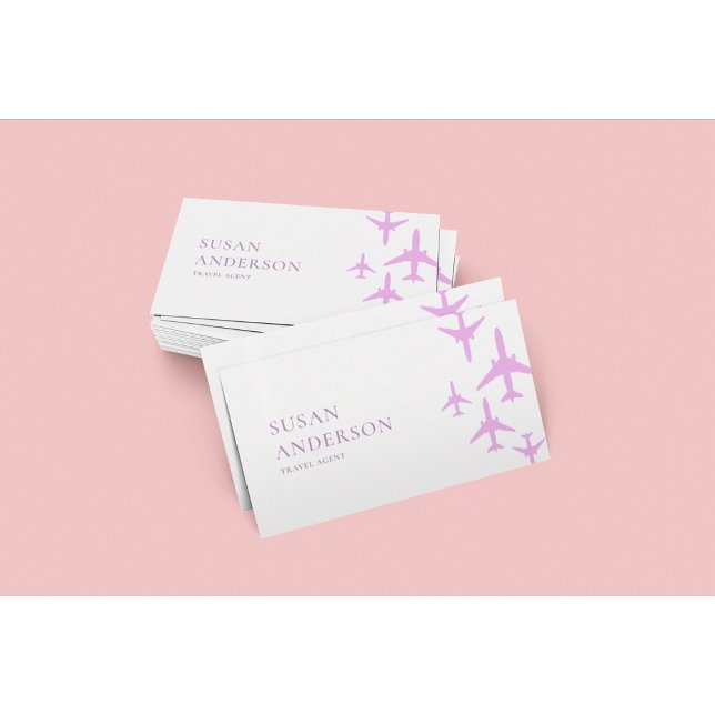 Pink Jet Business Card – Feminine Travel Design (Creator Uploaded)