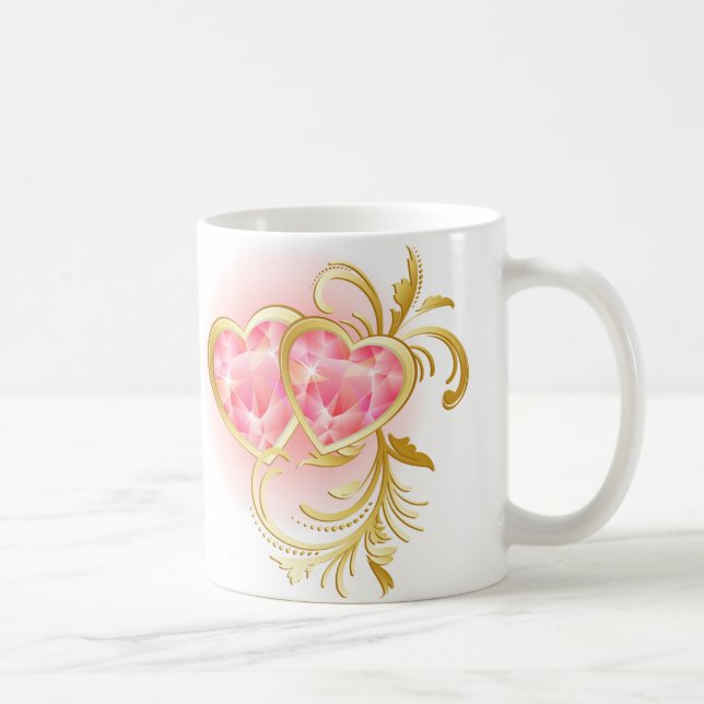 Pink Jewel Heart Coffee Mug (Right)