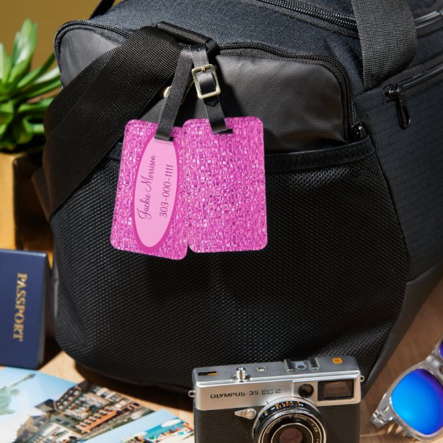 Pink Jewel Luggage Tag (Front & Back)