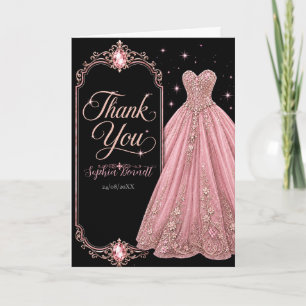 Pink Jewel Sweet 16 Thank You Card