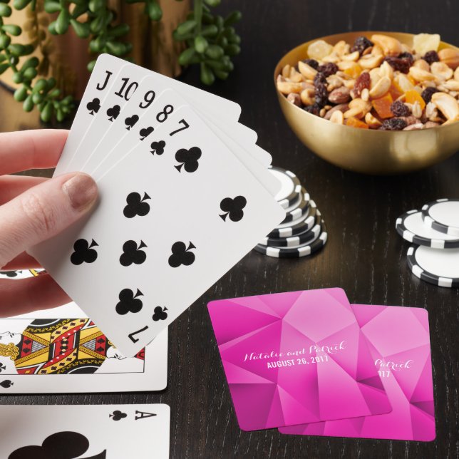 Pink Jewel Tones Wedding Playing Cards (In Situ)