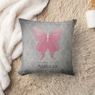 Pink Jewelled Butterfly Cushion